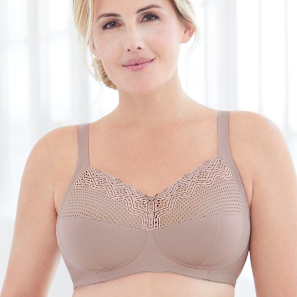 Set of 3! 50F Plus-Size Glamorise COMFORT LIFT Wireless Bra SOFT-LACE Taupe NEW - Picture 8 of 14